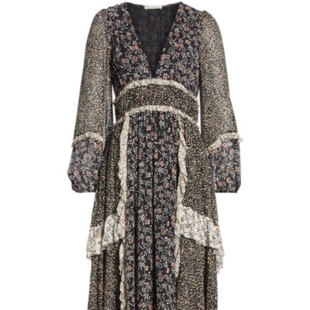 Ulla Johnson Primrose Floral Print Silk Midi Dress